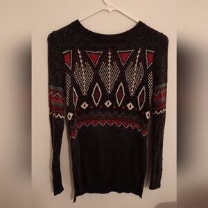 Hollister Small Geometric Patterned Sweater Holiday Winter  - Black and Red